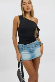 Black One Shoulder Top - Size 12M, Women's Top