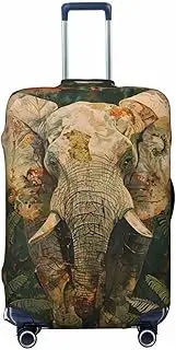 [CADREWY] Elephant Print Travel Suitcase Cover Luggage Protector with Elastic Anti Scratch for Carry On, Black, Small