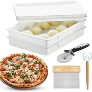 [YAANI] Pizza Dough Proofing Box Set, Pack of 2 Stackable Bread Proofing Box with Lids, Pizza Wheel, Dough Whisk, Dough Scraper, Perfect for Pizza Dough, Sourdough, Food Storage Container
