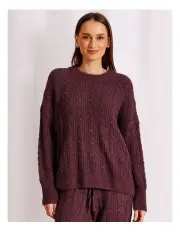 [Chloe & Lola] Cosy Cable Crew Long Sleeve Top in Plum