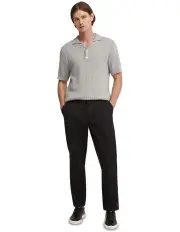 [Oxford] Harrison Cable Knit Polo in Grey