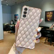 SSRGV JUSTUP Samsung Phone Case Plating Edge Sparkle Lattice Cases for Women Girls Camera Lens Protection Shockproof Soft Silicone Cover for Samsung