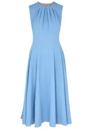 Emilia Wickstead Marlen Textured Midi Dress - Blue - 10 (UK10 / S) 10 (UK10 / S)