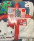 Hello Kitty Christmas Tree Holiday 60 x 90" TWIN Blue Sherpa Blanket NEW