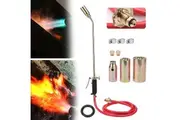 OZNALA Propane Butane Gas Torch Burner Blow Kit Too Roofers Roofing Brazing & Hose Long Camping BBQ Arm w/3 Nozzle