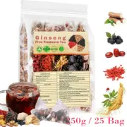 Ginseng Five Treasure Tea - Kidney Support, Red Date Herbal Blend 250g / 25 Bag