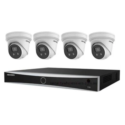 Hikvision 8MP 4xDS-2CD2386G2-ISU/SL CamaraWith Strobe&Siren+8CH NVR+4TB CCTV Kit