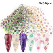 Christmas Colourful Snowflakes Nail Art Foils 10pcs