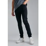 Mens True Black Tall Stretch Skinny Fit Jeans