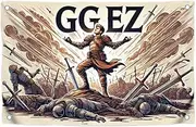3x5 Ft Polyester Flag with Four Brass Grommets for Gamer - GG EZ Banner with Unique Design for Wall Decoration - Meme Good Game Easy - Video Game Fans Slang Monochrome Tapestry for Outdoor and Indoor