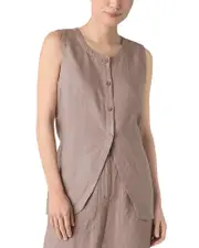 Eileen Fisher Petites Petite Linen Long Vest