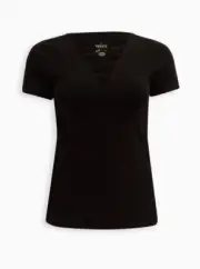 Torrid Foxy V-Neck Strappy Top Black Plus Size 6 6X 30 #D15493