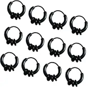 Melimarry Unisex Plastic Hoop Ear Retainers & Nose Rings Set, 12 Pairs, Anti-Allergy, With Buckle, Large, Silicone, no gemstone