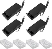 GTIWUNG Pack of 4 18650 Plastic Battery Holder Housing with 2.1 x 5.5 mm DC Plug and On/Off Switch, 18650 Battery Holder Project Box with Switch and Cover
