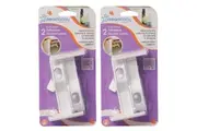 4x Dreambaby 10cm Dual-Action Adhesive Double Lock For Drawers Cupboards White