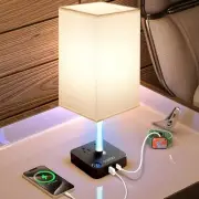 3 Way Dimmable Touch Bedside Table Lamp with 2 USB Charging Ports modern white