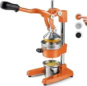 Homodoskey Cast Iron Citrus Juicer | Extra-Large Commercial Grade Manual Hand Press | Heavy Duty Countertop Squeezer for Fresh Orange Juice (Bonus Stainless Steel Cup) (Orange)