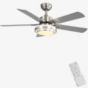 Indoor Ceiling Fan Light Fixtures Remote LED 48 Brushed Nickel Ceiling Fans F...