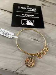 NWT ALEX AND ANI MLB BOSTON RED SOX CAP LOGO BRACELET-Gold Finish