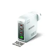 Microdia SmartCube Nano 140W 4 Port GaN Wall Charger Power Adapter Plug WHT