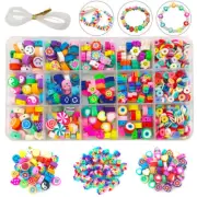 990PCS Clay Chip Beads Set DIY Necklace Bracelets Making Jewelry Kit