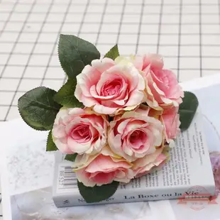 歐麗菲 7頭愛爾蘭玫瑰 仿真玫瑰花道具裝飾花新娘手捧花 婚禮布置