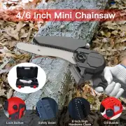 4/6" Electric Chainsaw With 2* Cordless Rechargeable Battery Wood Cutter Saw