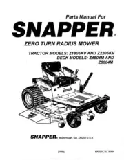 Parts Manual for Snapper Zero Turn Radius Mower - Models Z1805KV & Z2205KV