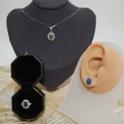 Triplet Opal Jewelry Set Necklace Earrings Ring | Silver October Gift for Her