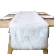 White Fur Table RunnerThanksgiving Christmas Table RunnersModern Small Winter...