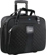 KROSER Premium Rolling Laptop Briefcase - Fits Up to 15.6 Inch Laptop, Water-Repellent, Overnight Rolling Computer Bag with RFID Pockets for Travel/Business/Women (Quilted)