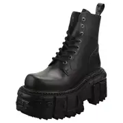 New Rock Metallic M-mili084n-s5 Unisex Platform Boots in Black