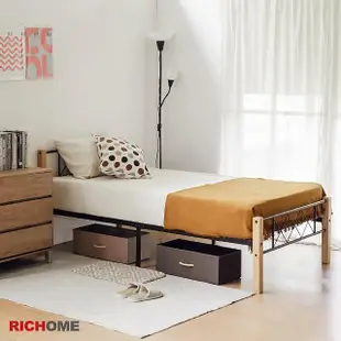 【RICHOME】瑞那3.5呎單人床/單人床架/鐵床/鐵管床架(實木+鐵管)