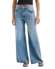 Veronica Beard Kasey High Rise Wide Leg Jeans in Dusted Glare