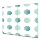 Glass Cutting Board Worktop Saver Watercolour dots green and white 2x30x52