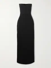 [Solace London] Solace London - Malla Strapless Crepe Gown - Black - UK 16 UK 16 Black