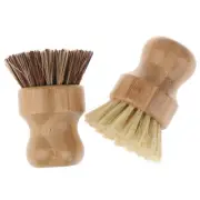 Kitchen Cleaning Brush Sisal Palm Bamboo Short Handle Dish Brush Bowl Pot Br_ CR