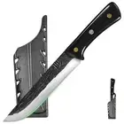 FULLHI Full Tang Boning Knife with 2pcs Multicolored Wooden Handle Sheath, High
