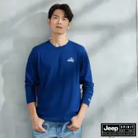 在飛比找momo購物網優惠-【JEEP】男裝 露營圖鑑印花長袖T恤(深藍)