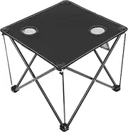 Portable Folding Camping Picnic Table Durable Oxford Sturdy Frame with Cup Holders for Outdoor Activities and Fishing Convenient Collapsible Design