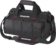 WORKPRO 14-inch Tool Bag, Multi-pocket Tool Organizer with Adjustable Shoulder Strap, W081021A, black