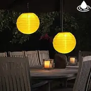 12 Solar Powered Lanterns Waterproof Outdoor Nylon Cloth Paper Lantern Lamps Garden Hanging Paper Lanterns