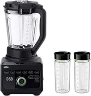 Braun Household PowerBlend 9 Jug Blender JB9042, Includes Unique Tritan Jug and 2 x Smoothie To-Go Bottles, BPA-Free, 10 Speed ​​Settings with Pulse Function, 1600W, Black