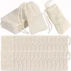 40Pack Soap Exfoliating Bag Pouch Soap Saver Natural Ramie Soap Bag Hand Made So