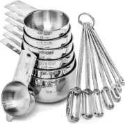 14-Piece Stackable Stainless Steel Measuring Cups & Spoons for Kitchen Precision