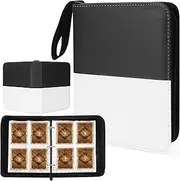 Collectible Trading Card Albums,4-Pocket Binder, 400 Pockets Case Holder,Premium Zip PU Card Binder for TCG, Sports Cards (Black & white)