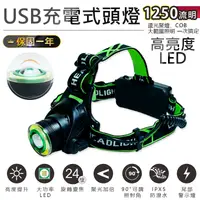 在飛比找松果購物優惠-【USB充電式高亮度頭燈】頭燈 LED頭燈 釣魚頭燈 露營燈