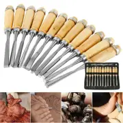 12PCS Wood Carving Knife Chisel Set Woodworking Whittling Cutter Chip Hand Tool
