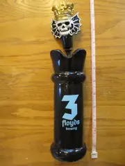 Beer Tap 3 Three Floyds Black on Black w Skull Topper Handle Brand New