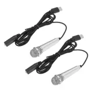 2Pcs Mini Microphone, Mic Tiny Microphone Type C Silver
